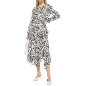 MAJE Ribou Zebra-printed Woven Midi Dress Size 8